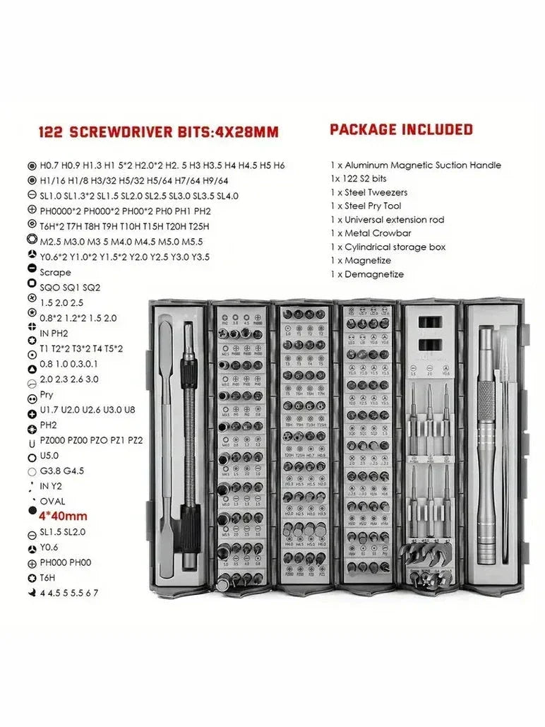 128-in-1 Screwdriver Set - Portable Precision Kit for Home and Phone Repairs