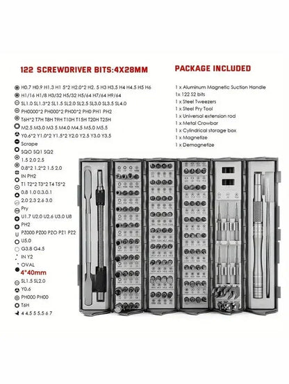 128-in-1 Screwdriver Set - Portable Precision Kit for Home and Phone Repairs