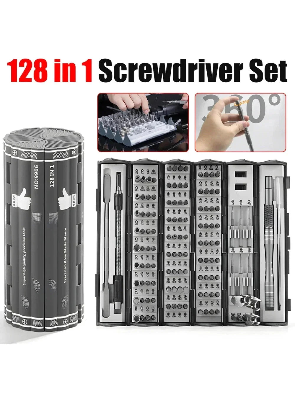 128-in-1 Screwdriver Set - Portable Precision Kit for Home and Phone Repairs