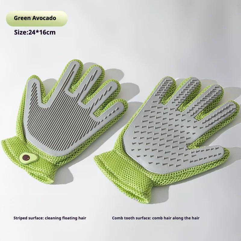 Premium 2-in-1 Pet Grooming Gloves - Hair Removal & Gentle Massage for Dogs & Cats - Main Product Image