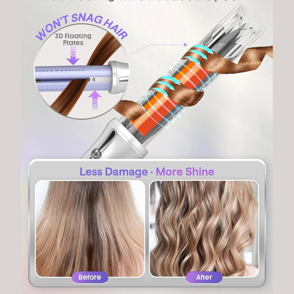 SHEGLAM One Touch Airflow Styler Pro 1 Inch Automatic Rotating 3.0 Cool Air Technology for No-Wait, Curling Iron, Bouncy & Long-Lasting Curls, Zero Burn Risk, 5 Temp Settings