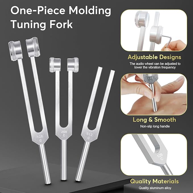 Tuning Forks Set (128Hz, 256Hz & 512Hz)
