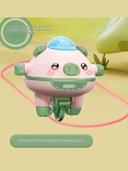 Balancing Pig on Electric Unicycle Fun Tech