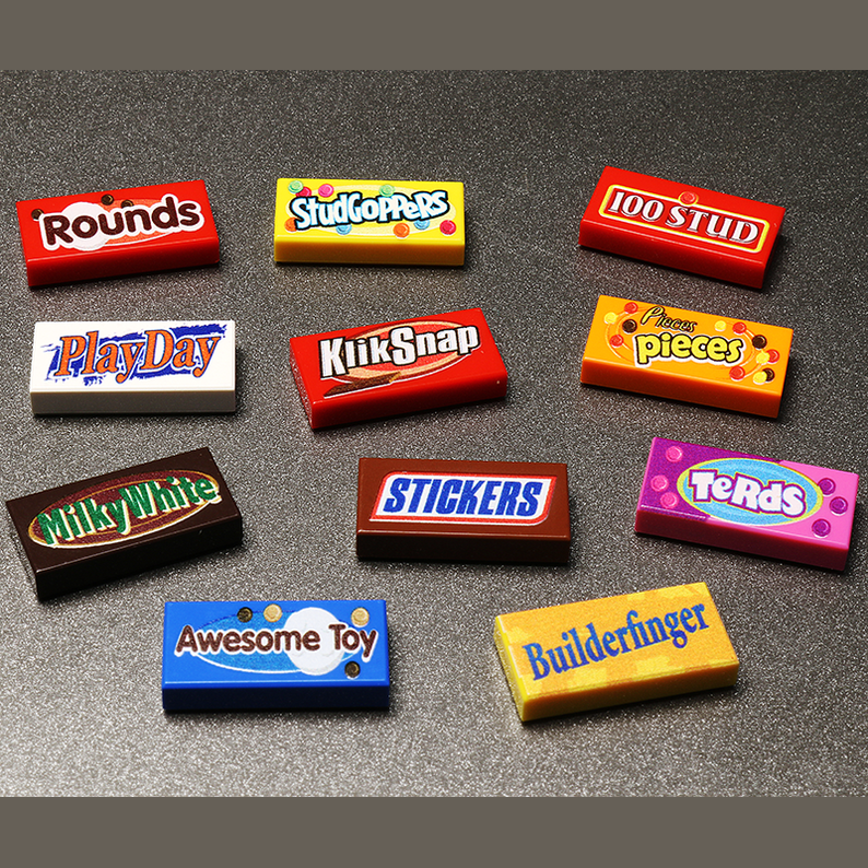 Candy-Style LEGO Tiles – Series 2, 11 Printed Designs