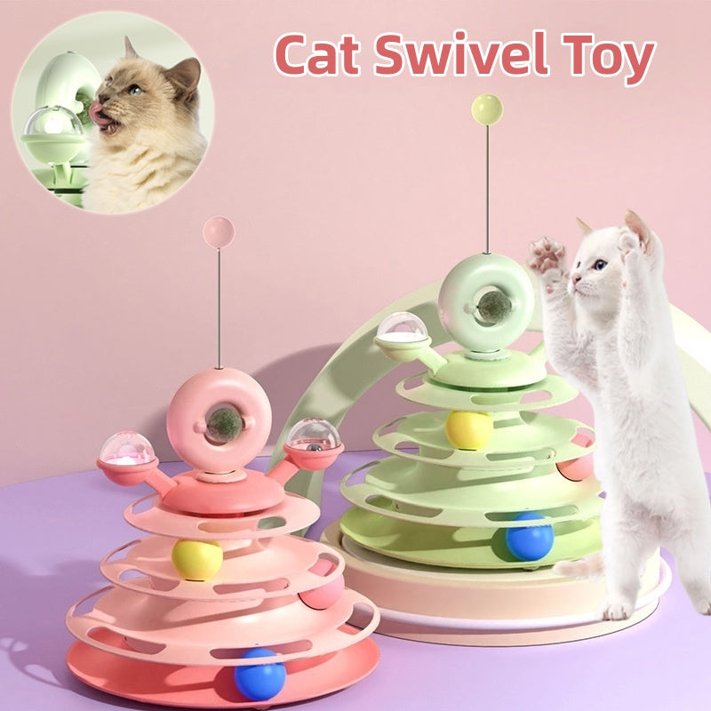 Premium Cat Toy Tower – 4-Level Turntable Roller Balls - Main Product Image