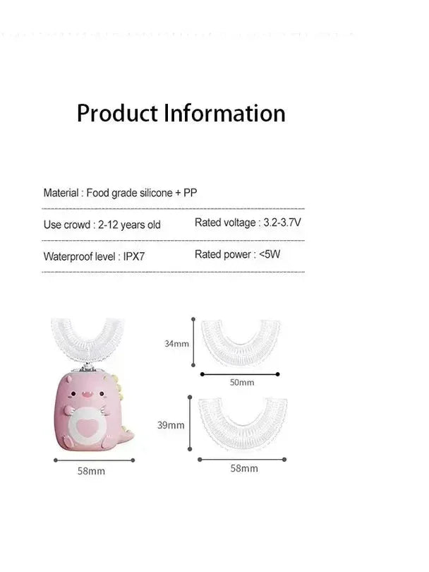 Children's Electric Toothbrush - 360° U-Shaped Design with USB Charging