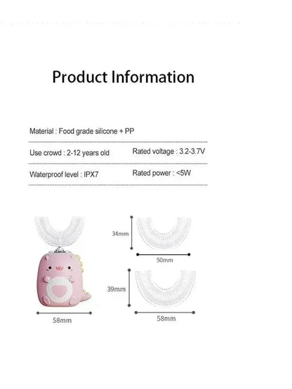 Children's Electric Toothbrush - 360° U-Shaped Design with USB Charging