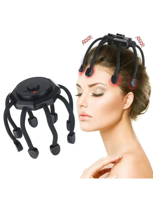 Electric Head Massager - Octopus Design with 5 Modes & Red Light Therapy
