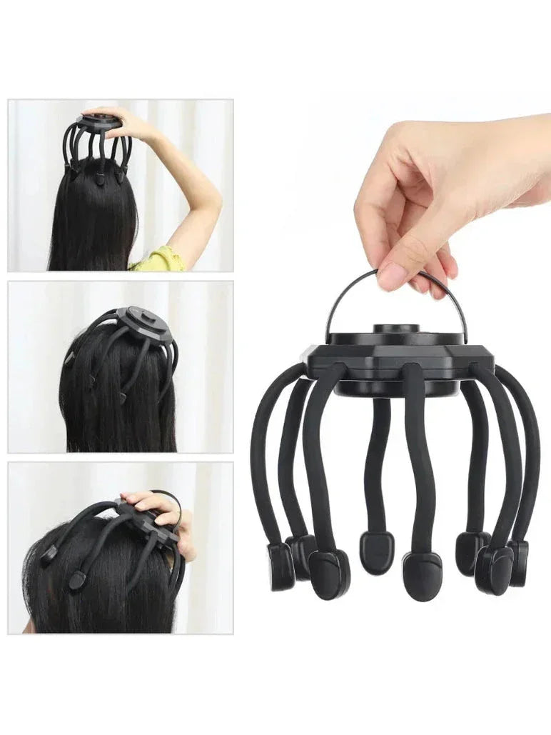 Electric Head Massager - Octopus Design with 5 Modes & Red Light Therapy