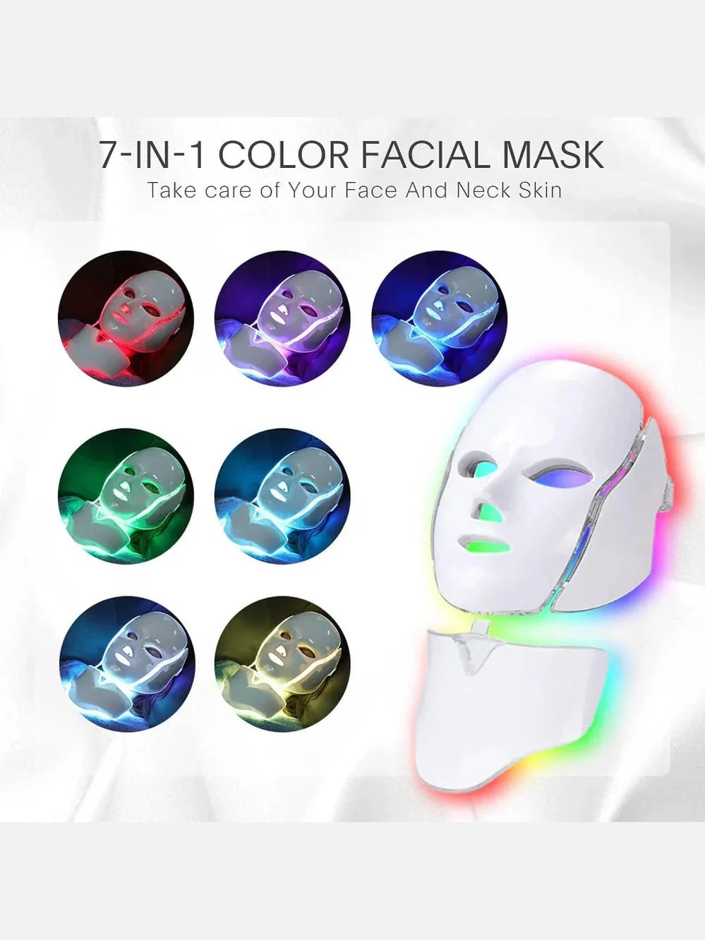 Light Therapy Face Mask - 7 Colors LED for Skin Care and Beauty Enhancement