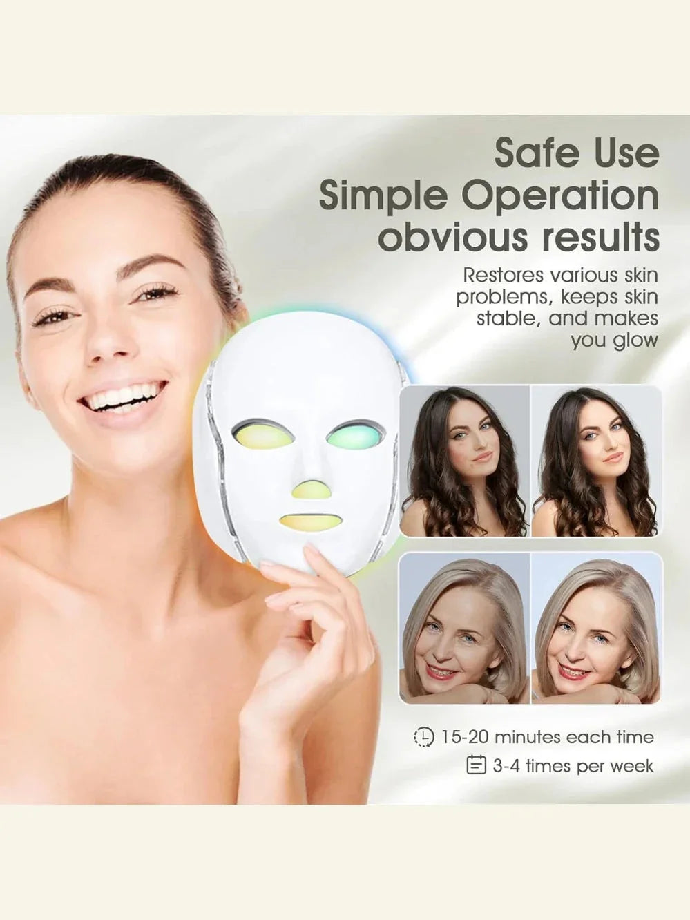 Light Therapy Face Mask - 7 Colors LED for Skin Care and Beauty Enhancement