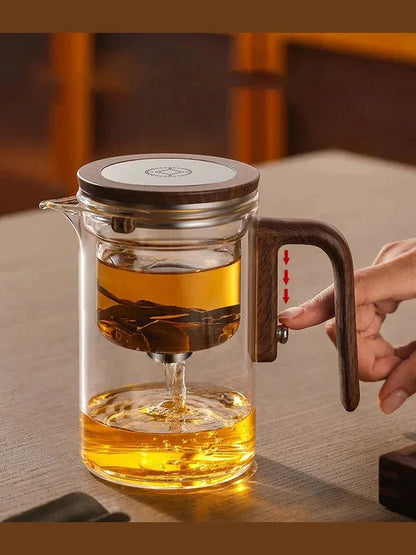 Water Separation Teapot - Magnetic Switch and Wood Handle Design for Easy Tea Filtration