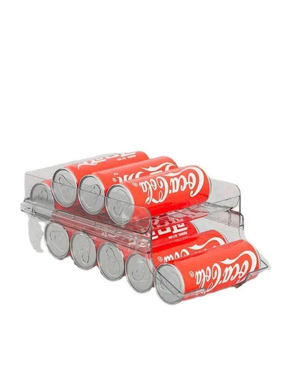 Refrigerator Can Beverage Rack - Double Foldable Auto Rolling Organizer