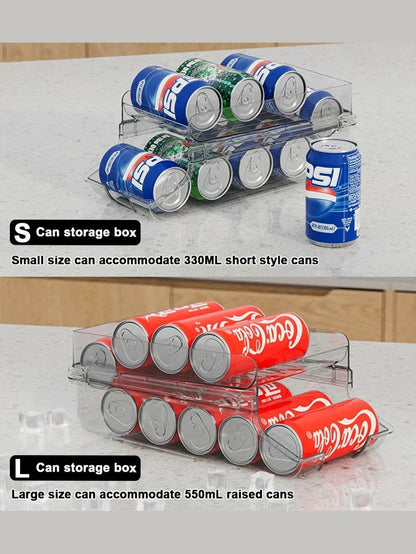 Refrigerator Can Beverage Rack - Double Foldable Auto Rolling Organizer