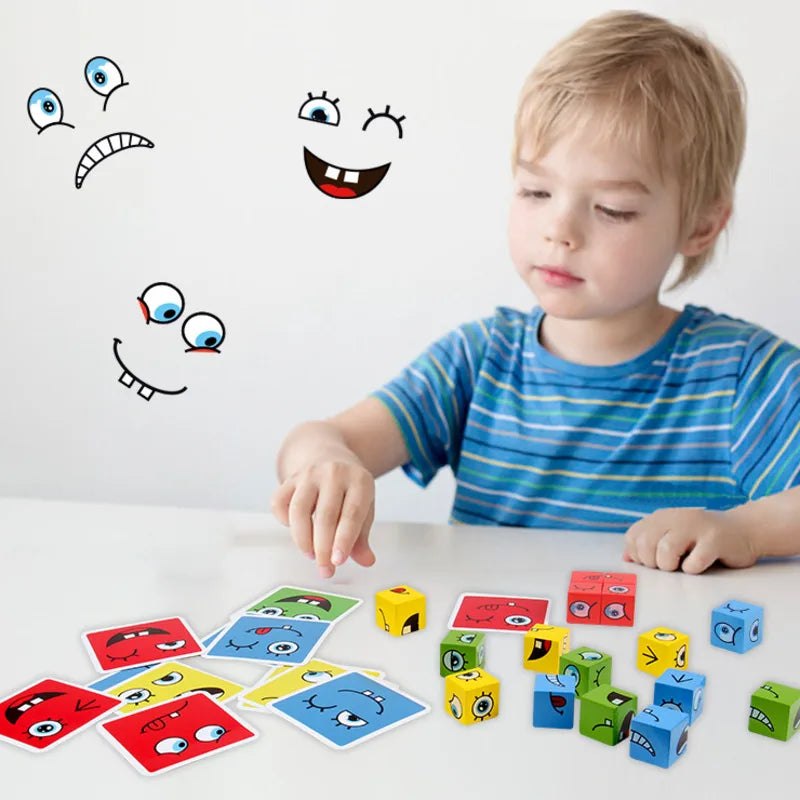 Wooden Face Puzzle – 3 Set Options, Hands-On Play