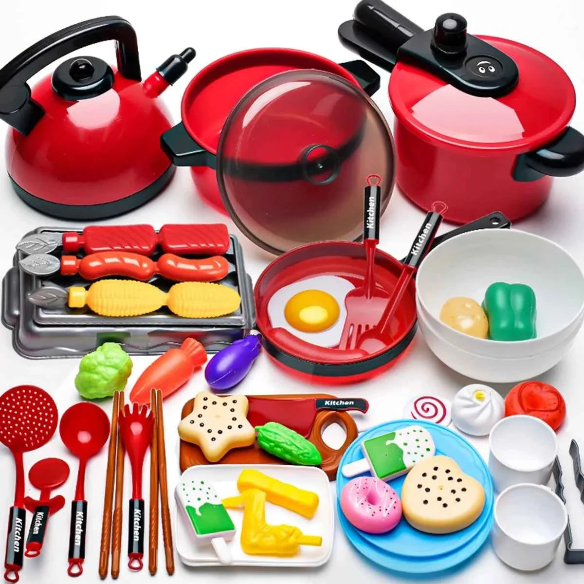 Kids' Pretend Kitchen Playset – 23 or 51 Pieces, Role Play