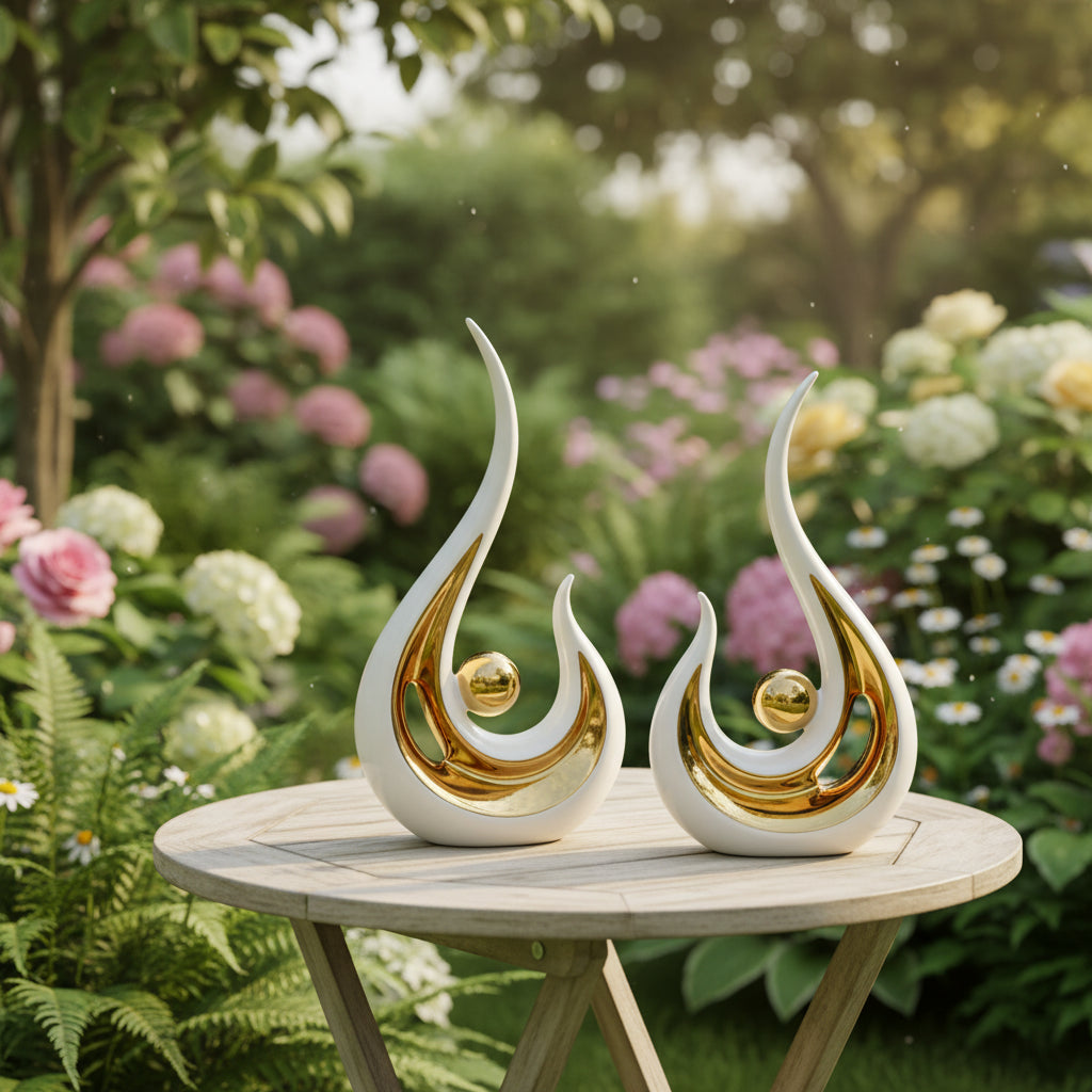 Nordic Ceramic & Enamel Morning Song Figurine | Elegant Love Sculpture