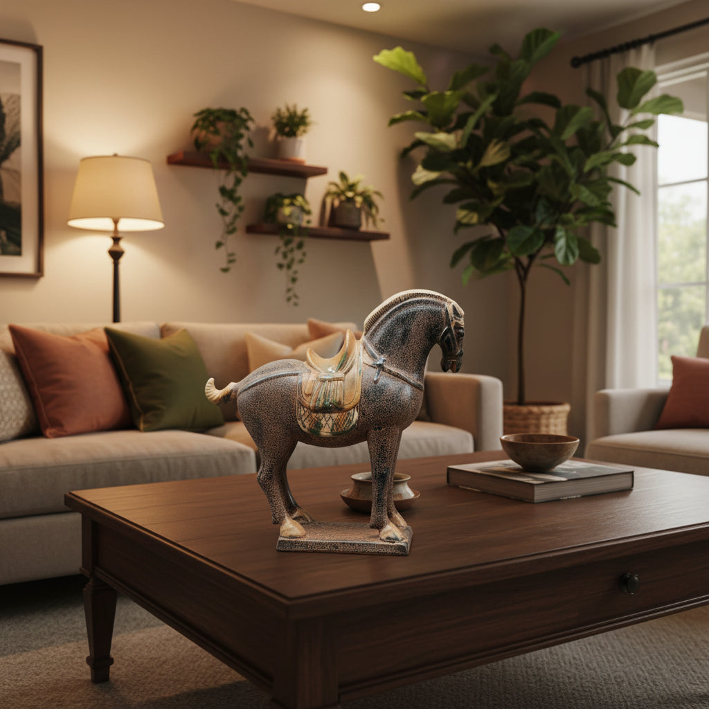 Ceramic & Enamel Animal Figurine | Elegant Decorative Sculpture