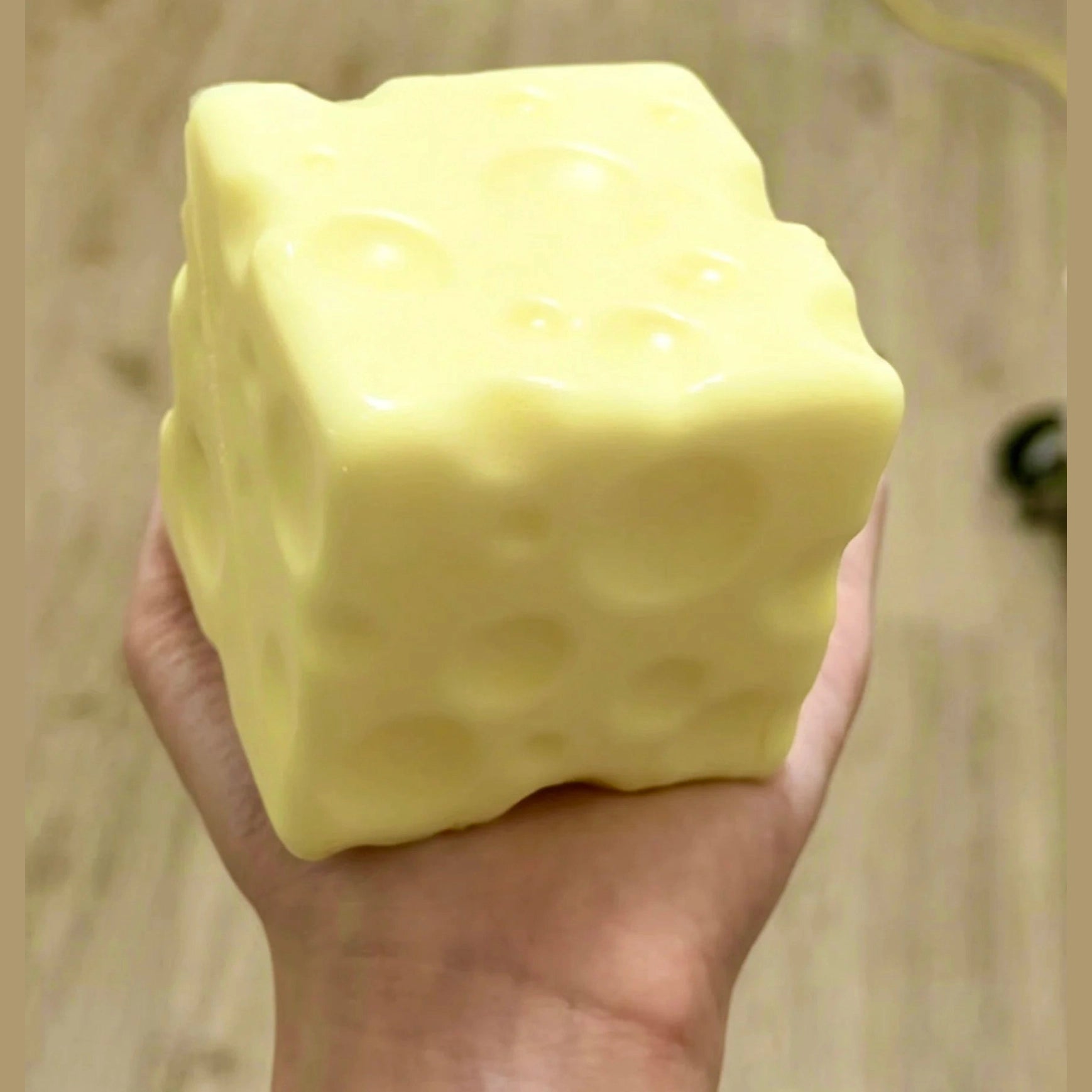 Big Cheese Cube Stress Ball – Moldable ASMR Fidget Toy