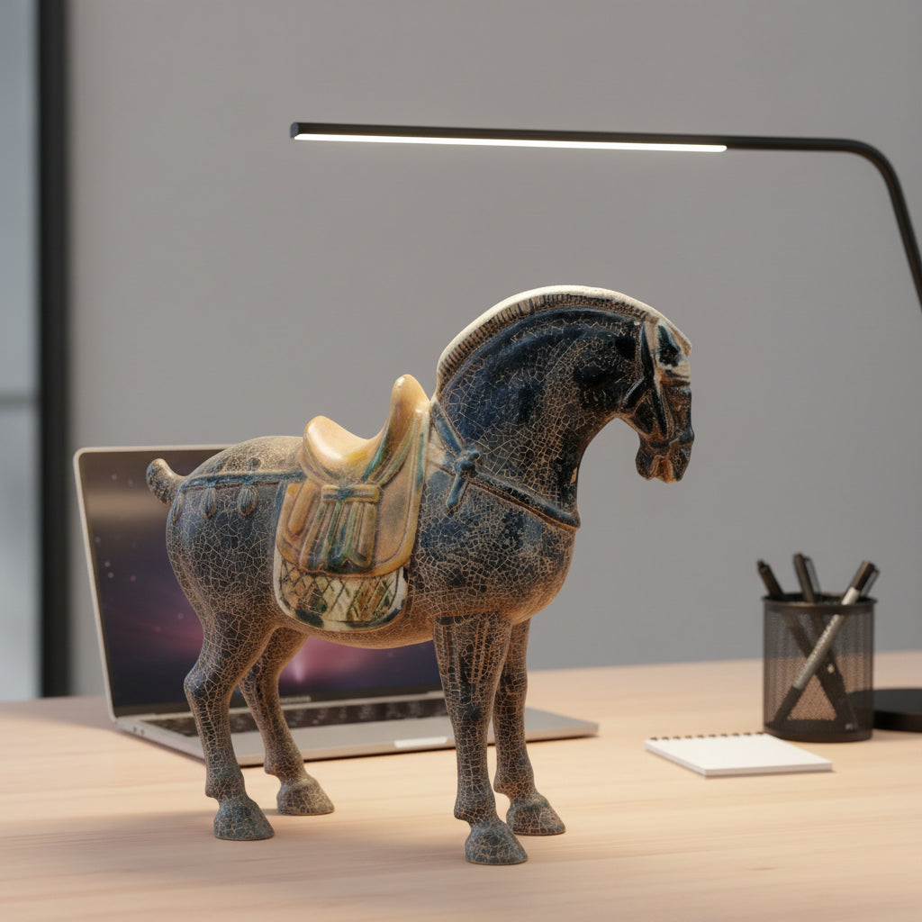 Ceramic & Enamel Animal Figurine | Elegant Decorative Sculpture