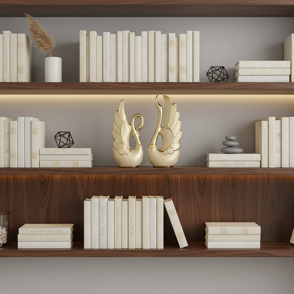 Ceramic Swan Figurine | Modern Light Luxury Home Ornament