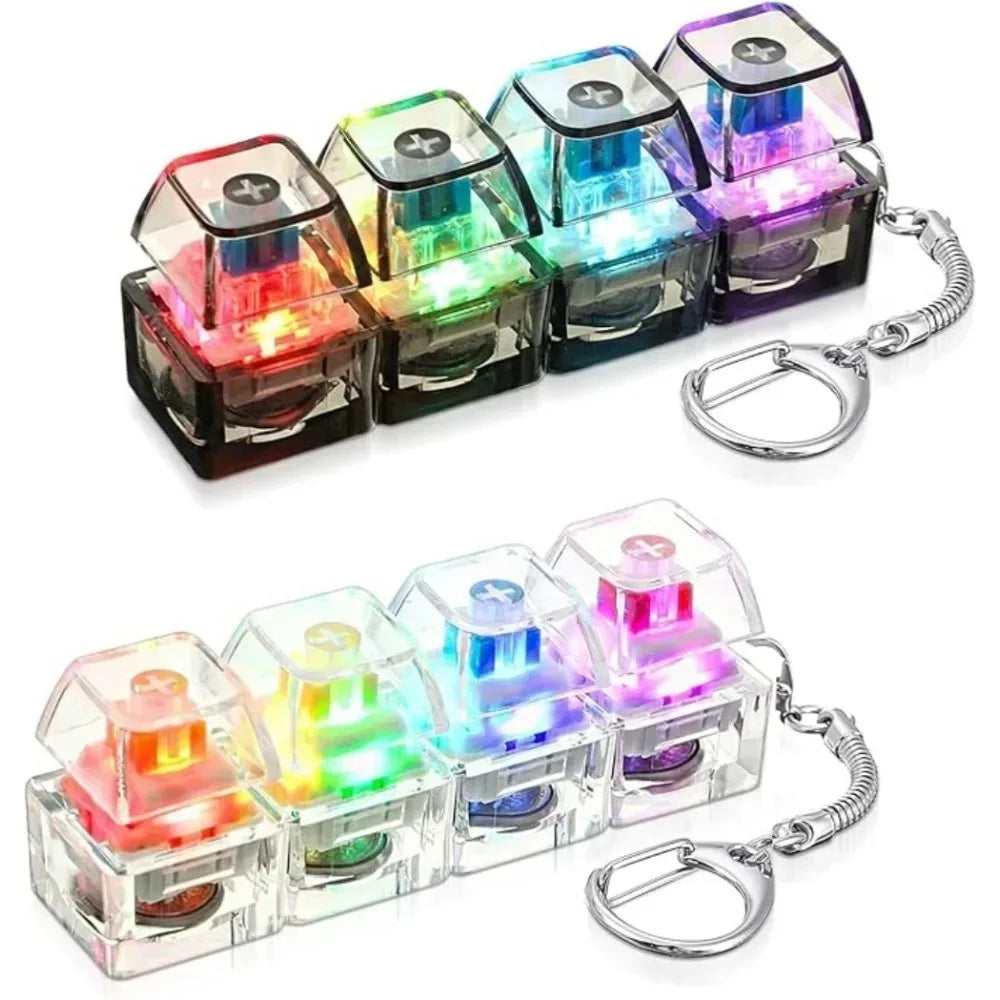 LED Keyboard Keychain Fidget Toy – Crystal Clicker Stress Relief Gadget