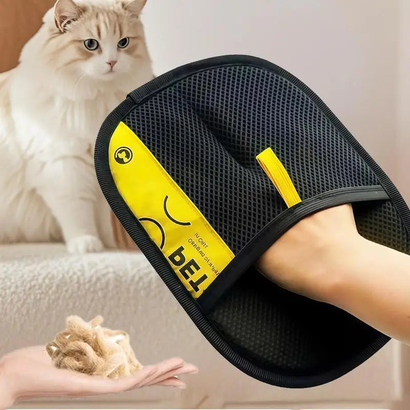 Pet Hair Remover Gloves – Electrostatic Reusable Grooming Glove with Lint Roller