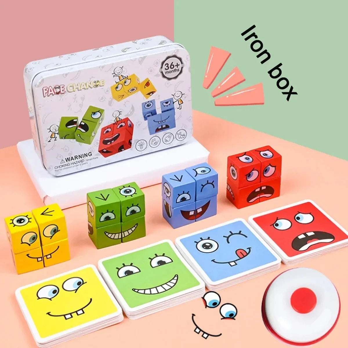 Wooden Face Puzzle – 3 Set Options, Hands-On Play
