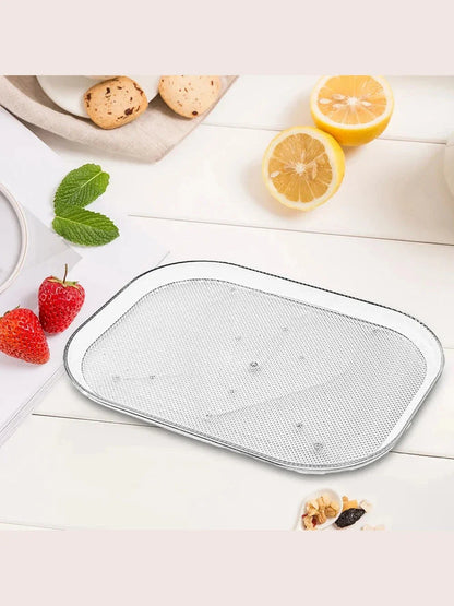Turntable Organizer - 360° Rotatable Rectangle Storage Rack for Kitchen Use