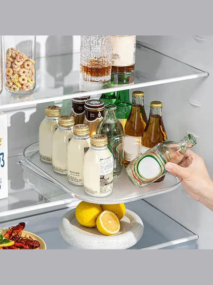 Turntable Organizer - 360° Rotatable Rectangle Storage Rack for Kitchen Use