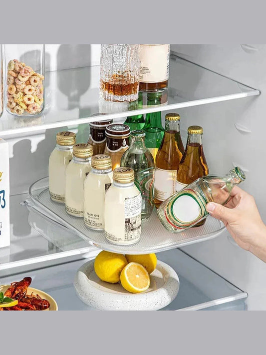 Turntable Organizer - 360° Rotatable Rectangle Storage Rack for Kitchen Use