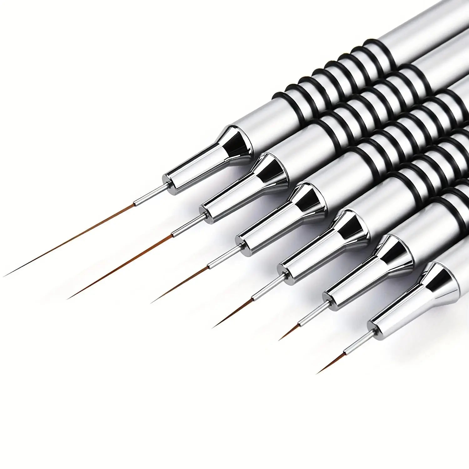 Nail Art Detail Stripe Brush Set, 6Pcs/Set Metal Handle Nail Art Internal Line Brush, Professional Nail Art Painting Tool, Nail Art Supplies, Nail Art Tools, Nail Art Brushes, Nail Brushes for Nail Art, Manicure, Nail Art Equipment