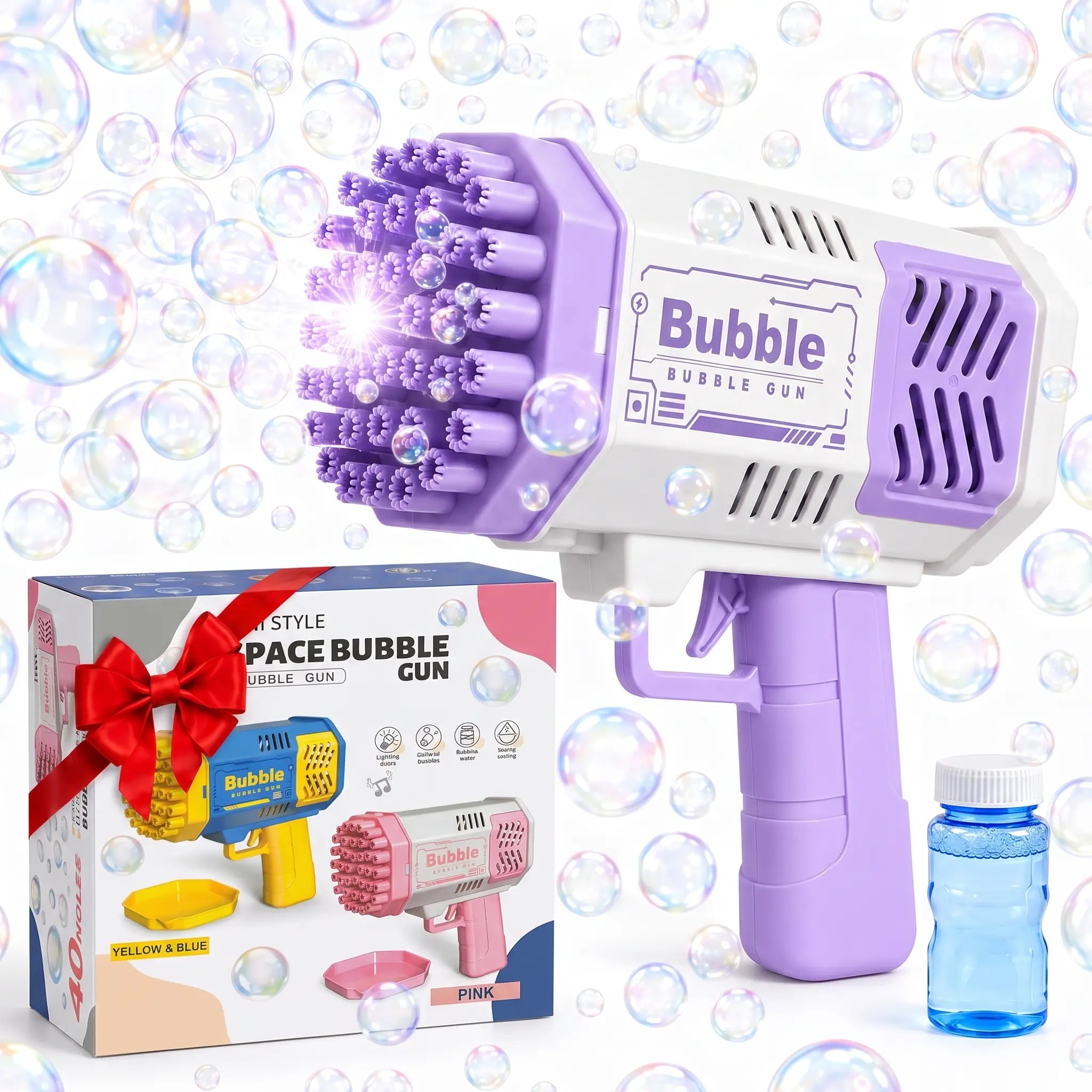 Unisex Handheld Automatic 40-Hole Bubble Blasters - Outdoor Bubble Machine, 4+ Yrs Kids Toys, Boy Gifts, Cool Gifts for Kids for Summer Beach Gatherings