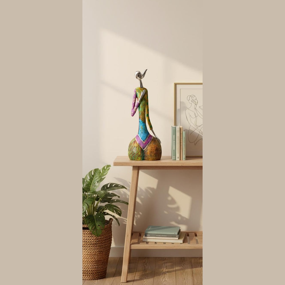 Colorful Abstract Female Sculpture | Modern Art Resin Statue | Contemporary Home Decor | Unique Shelf Accent