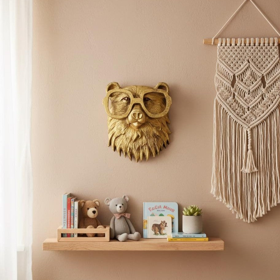 Vintage Copper Resin Bear Wall Hanging | Rustic Animal Head Cabin Art Ornament