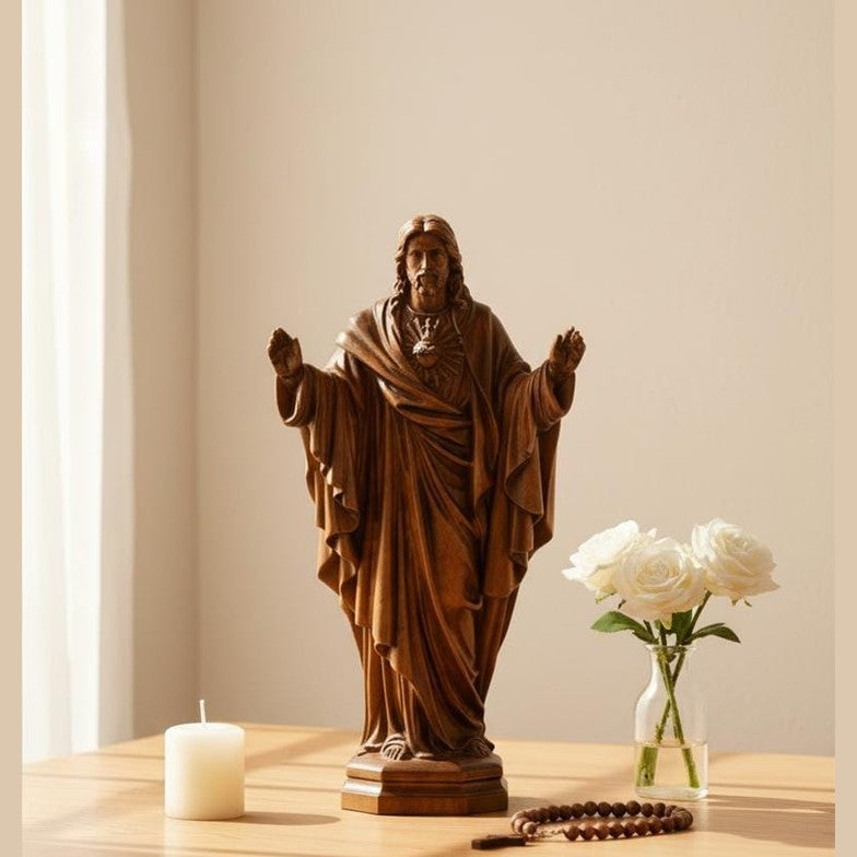 Handmade Solid Wood Carving Statue Ornament | Artistic Office & Home Décor