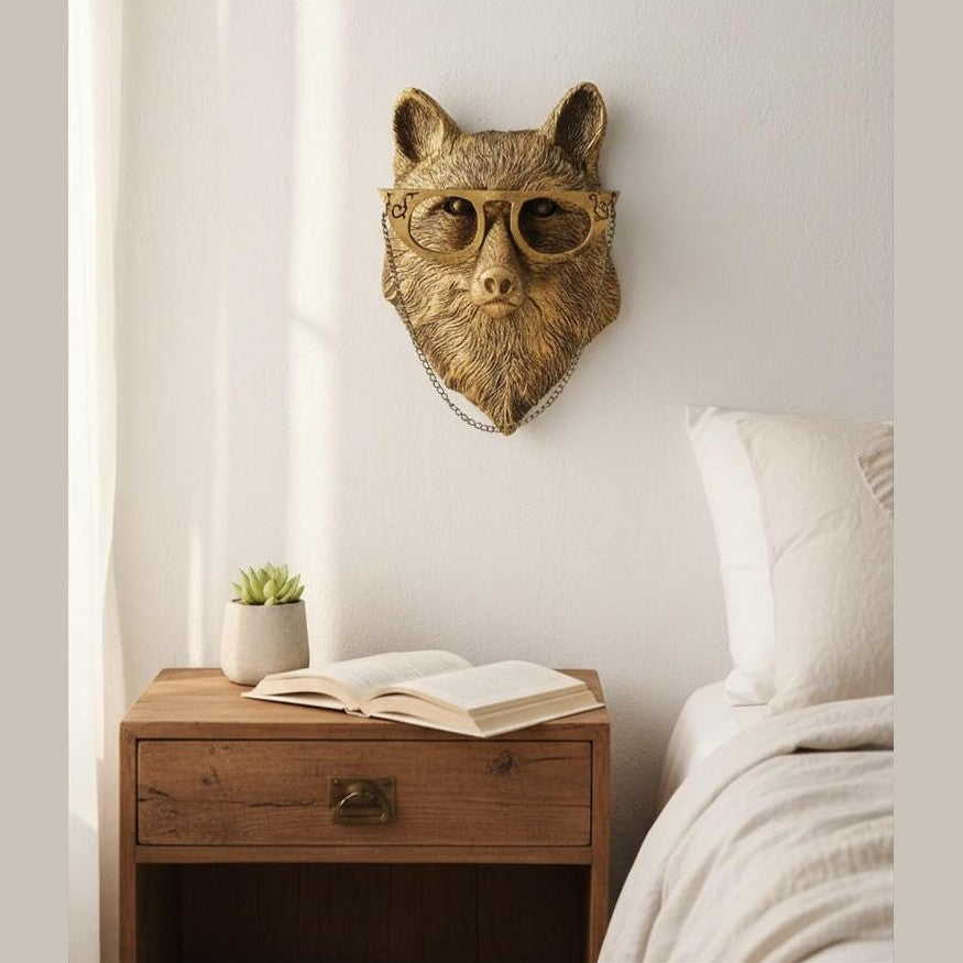 Vintage Copper Resin Fox Head Wall Hanging | Rustic Woodland Animal Decor