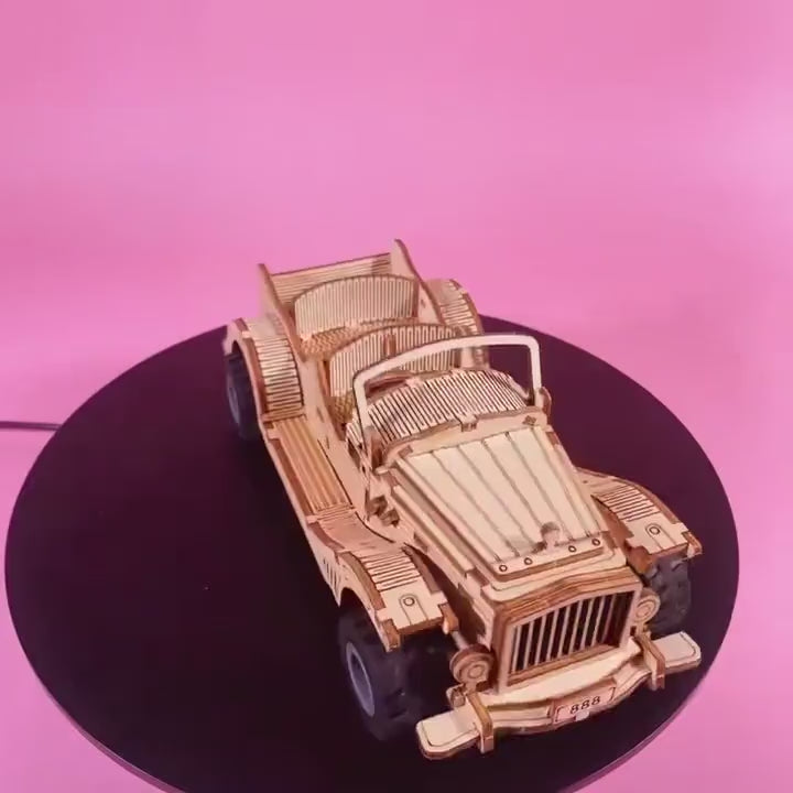 Wooden SUV Car Model Kit | Mechanical Puzzle Assembly Toy, No Glue Needed
