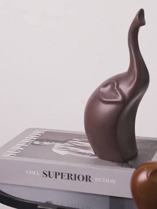 Nordic Matte Ceramic Elephant Family Figurines | Minimalist Animal Sculpture Set