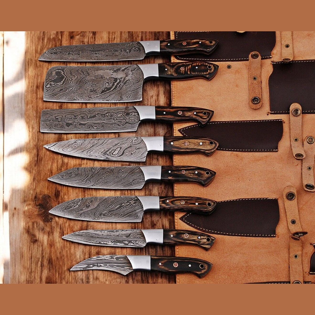 Damascus Kitchen Knife Set – 8–13