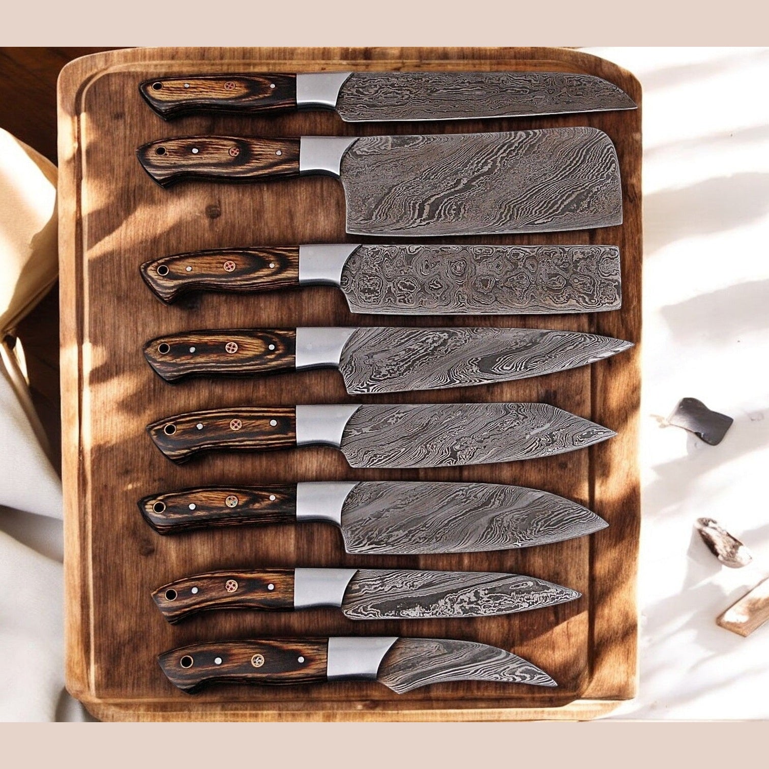 Damascus Kitchen Knife Set – 8–13